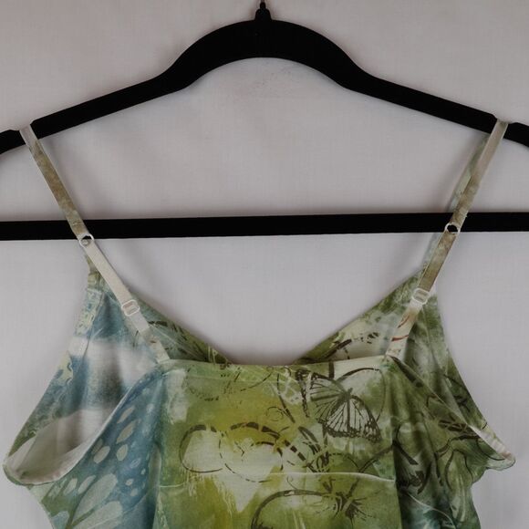 Mudd Vintage Babydoll Tank Top Medium Green Y2K Floral Fairy Flowy 90s Butterfly - Picture 8 of 10